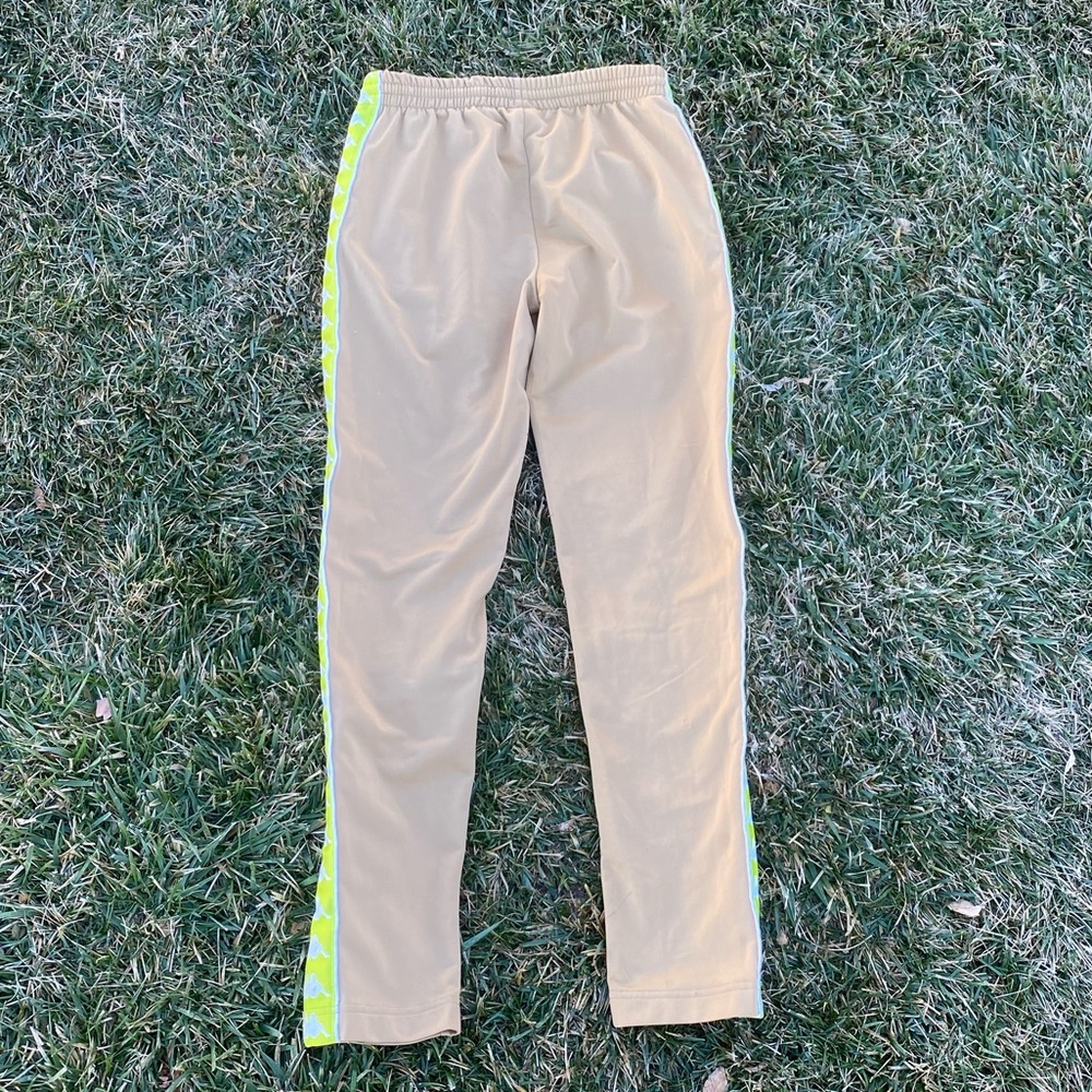 Kappa Banda RARE Drawstring Pocket Tan Neon Sweats Trackpants Joggers Sweatpants - Picture 3 of 10
